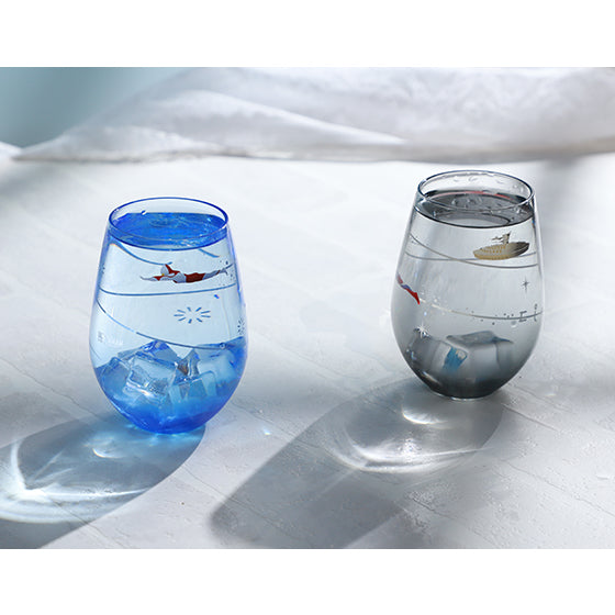 超人吉田藍色設計玻璃杯 圓谷