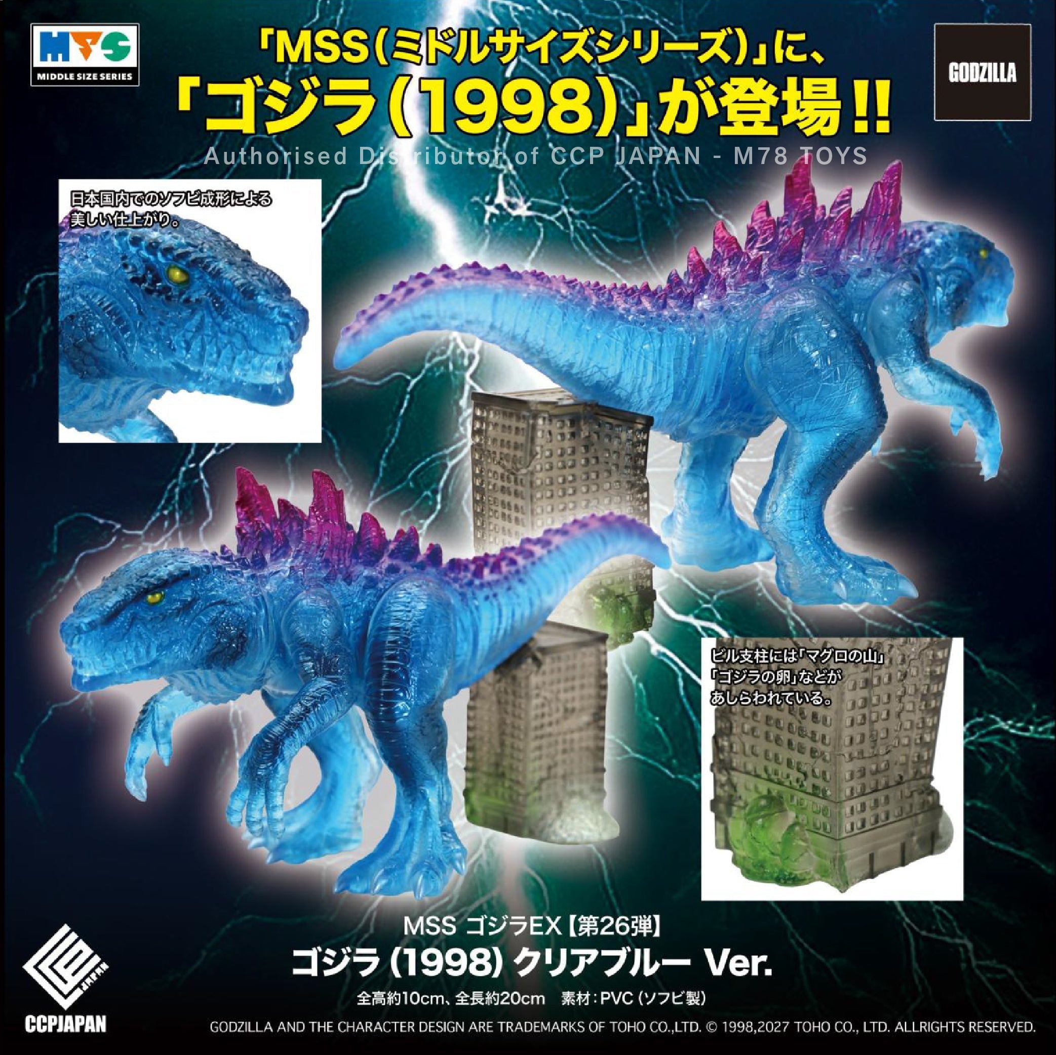 Middle Size Series 哥斯拉 EX (第26彈) 哥斯拉 (1998)【透明藍Ver.】 CCP JAPAN